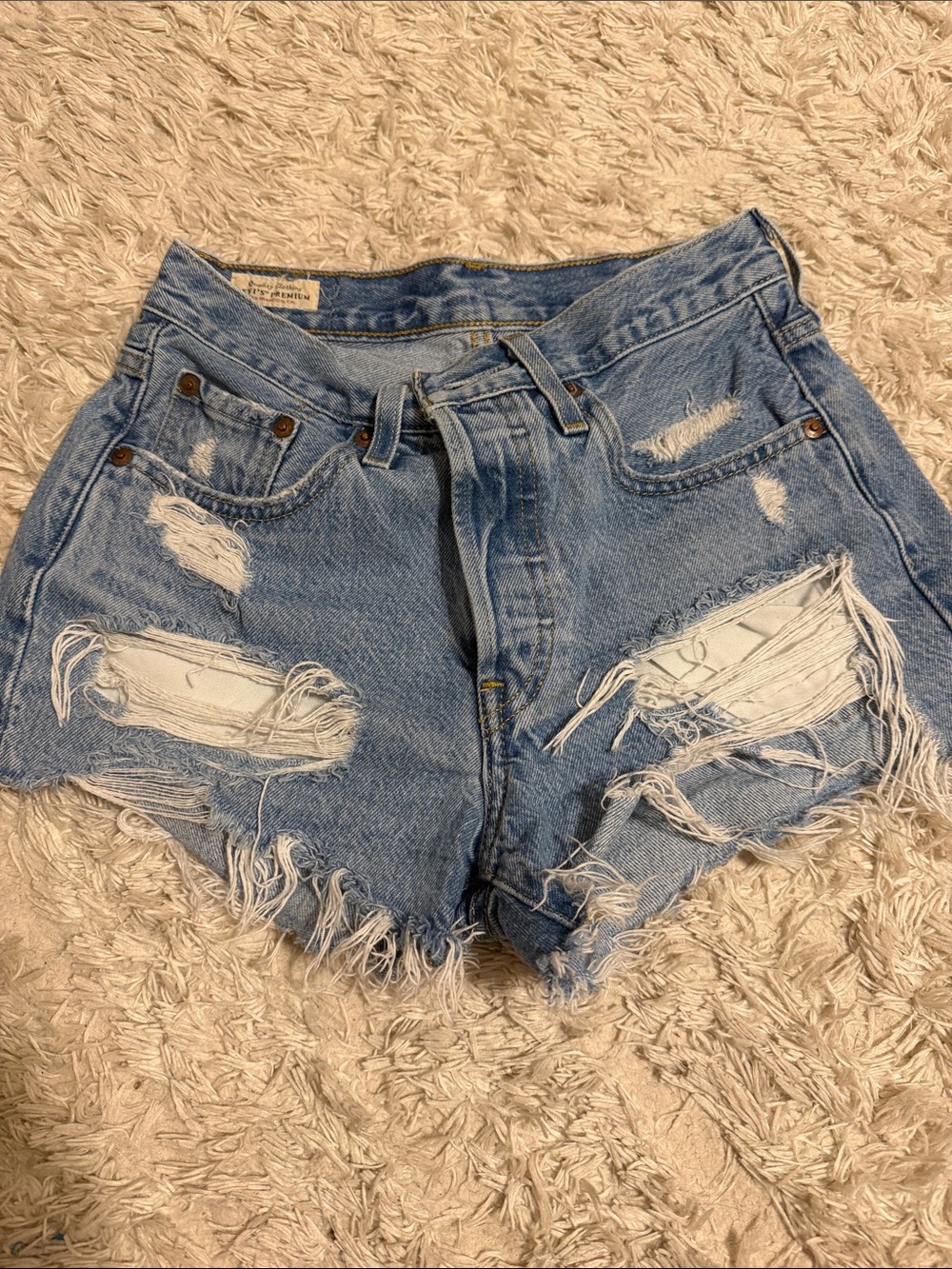 Levi's Light Blue Distressed Denim Cutoff Shorts